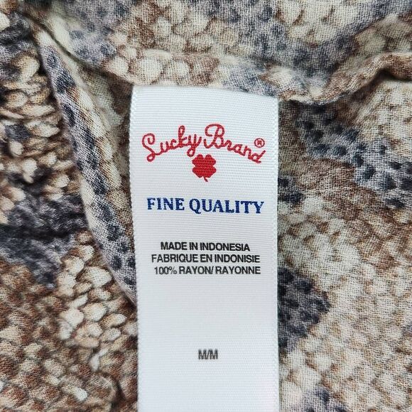 Lucky Brand Gray and Brown Snakeskin Print Top with Drawstring Hem Size Medium - Picture 8 of 9